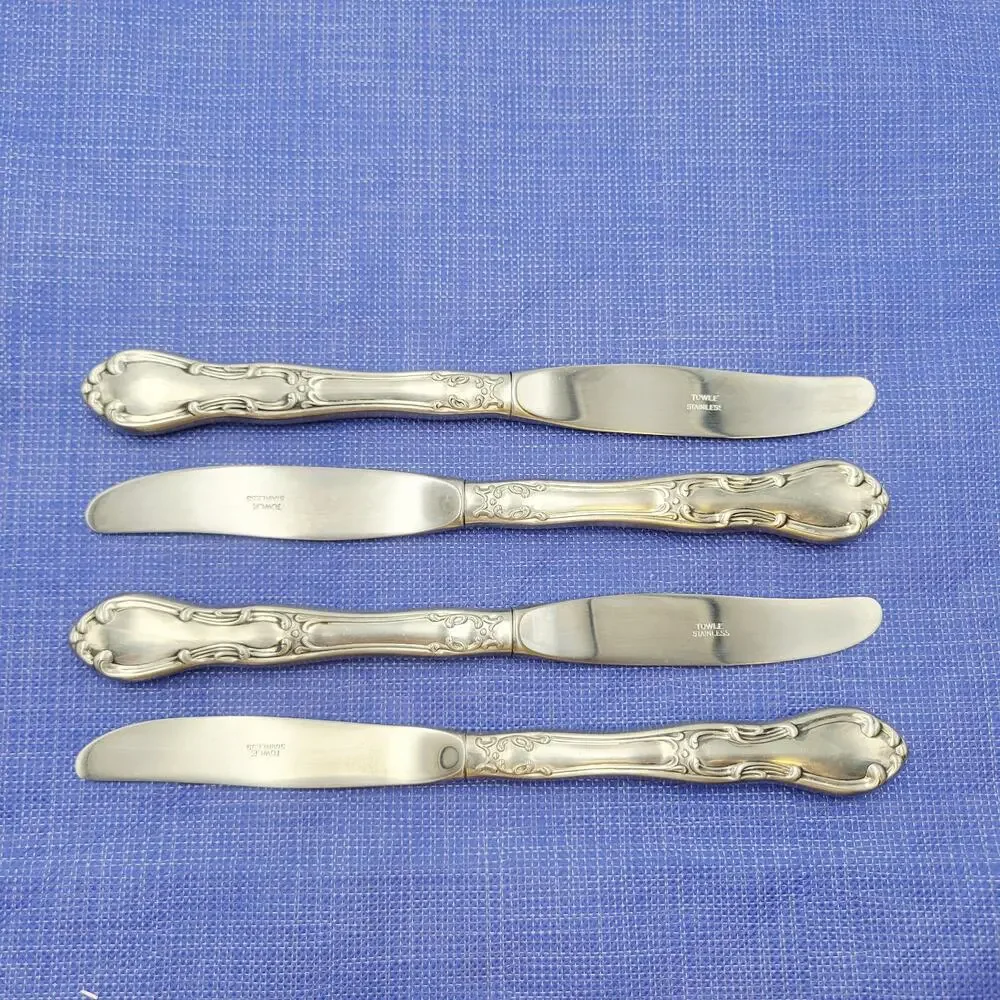 Set of 4 Towle Silver Merrimack Stainless Steel USA Dinner Knives